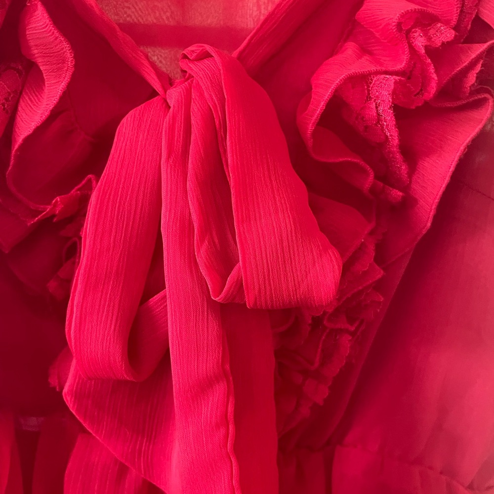 Red Ruffled Blouse - Picture 3 of 3